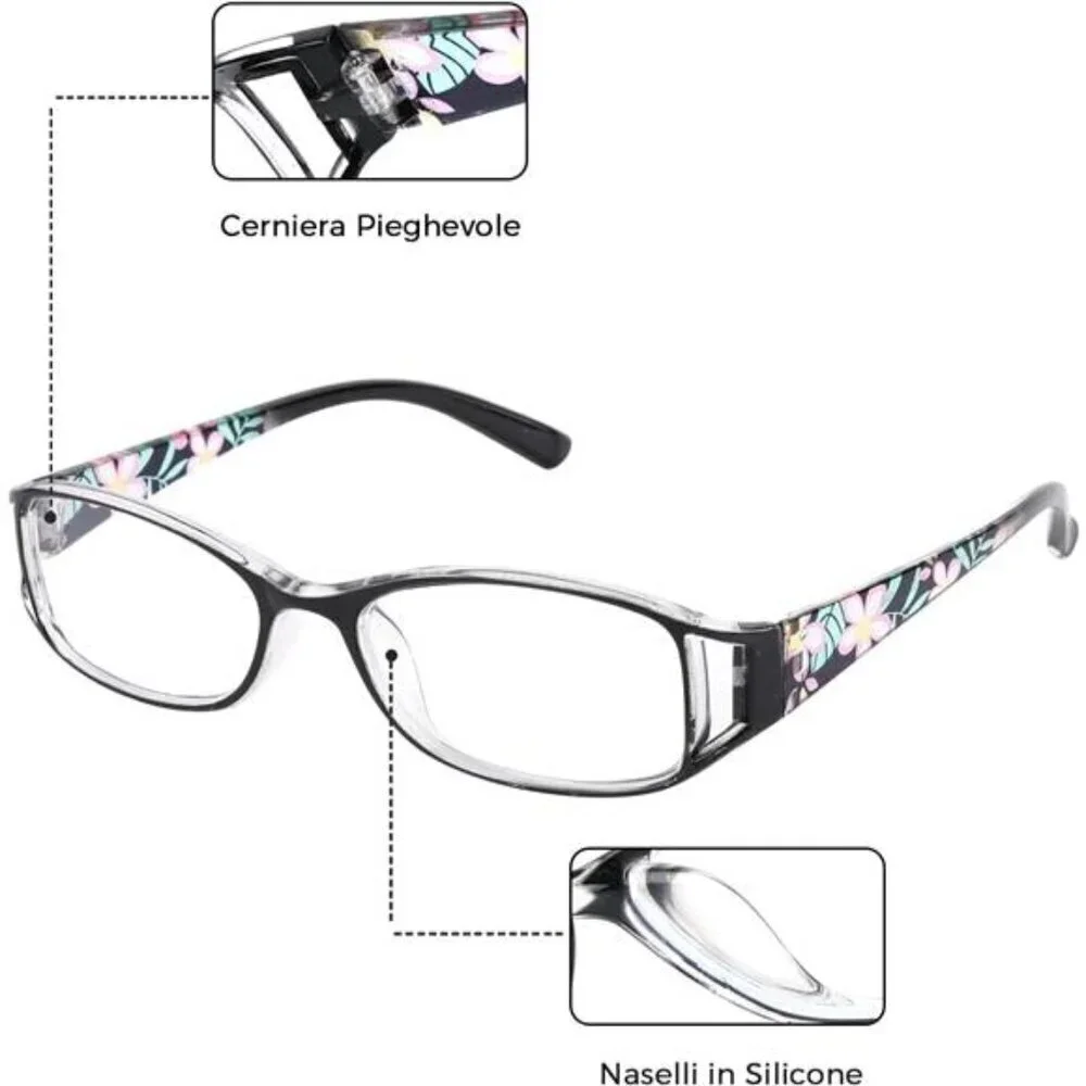 6 Pairs Reading Glasses X2.0 MAG Elegant Anti UV/Blue Light resin Matching Cases